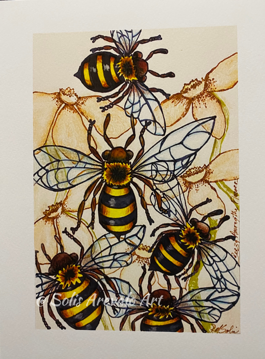 "Bee-zy Among the Flowers" Print
