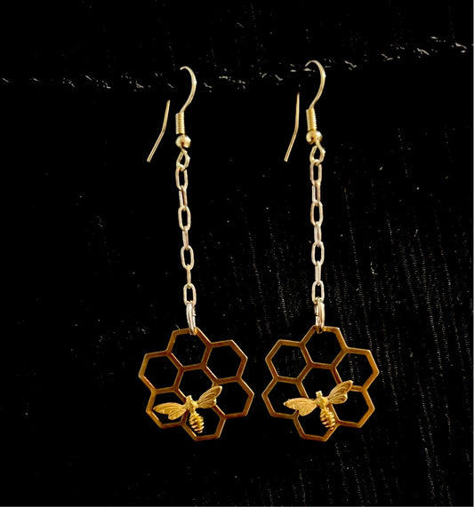 Gold plated bee w/ honeycomb