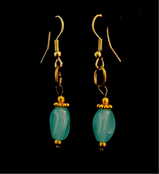 Light blue bead w/ gold metal
