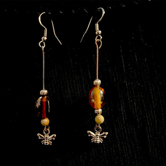 Amber colored beads w/ bee